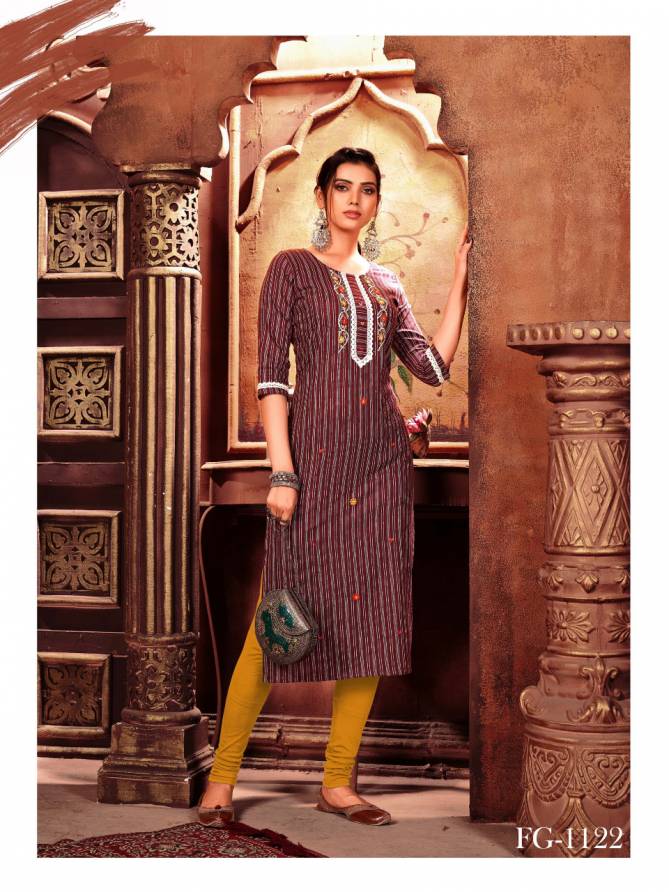 Fg Chanchal Pure Cotton Fancy Wear Latest Straight Kurti Collection
